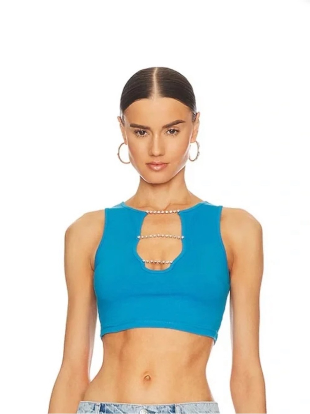 Superdown NWOT Madeleine Crop Top in Blue super down rhinestones blue party club